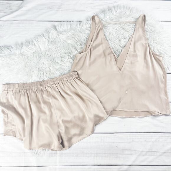 🆕 Lunya Women's Washable Silk Tank Set V-Neck Size XL in Otium Tan - Picture 5 of 8